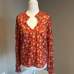 Veronica Beard Red Floral Blouse